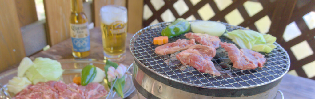 釣り堀:清流のBBQセット「炭火網焼きジンギスカンセット」